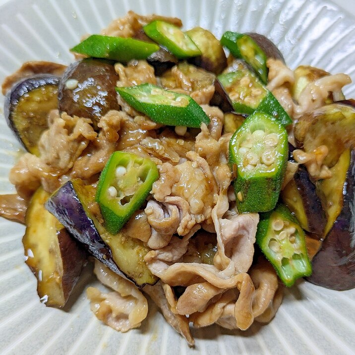 レンチンでヘルシーに、豚肉と茄子の甘辛炒め